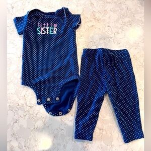 3-6M Carter’s - Blue Polka Dot Baby Outfit